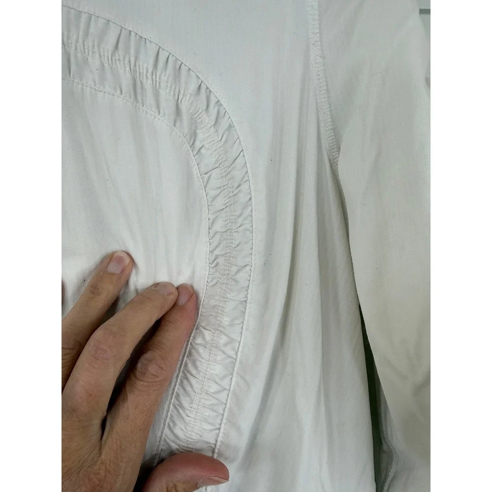 Lululemon Dance Studio Jacket Women 12‎ White Ruched Hooded Full Zip Activewear
